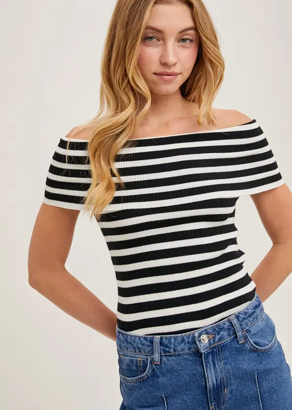 509 Broadway Stripe OTS Knit Top