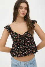 509 Broadway Floral Front Tie Crop Top