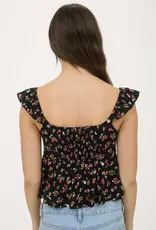509 Broadway Floral Front Tie Crop Top