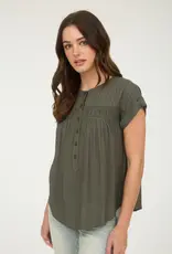 509 Broadway Eyelet Trim Button S/S Top