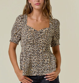 509 Broadway Animal Print Sweetheart Top