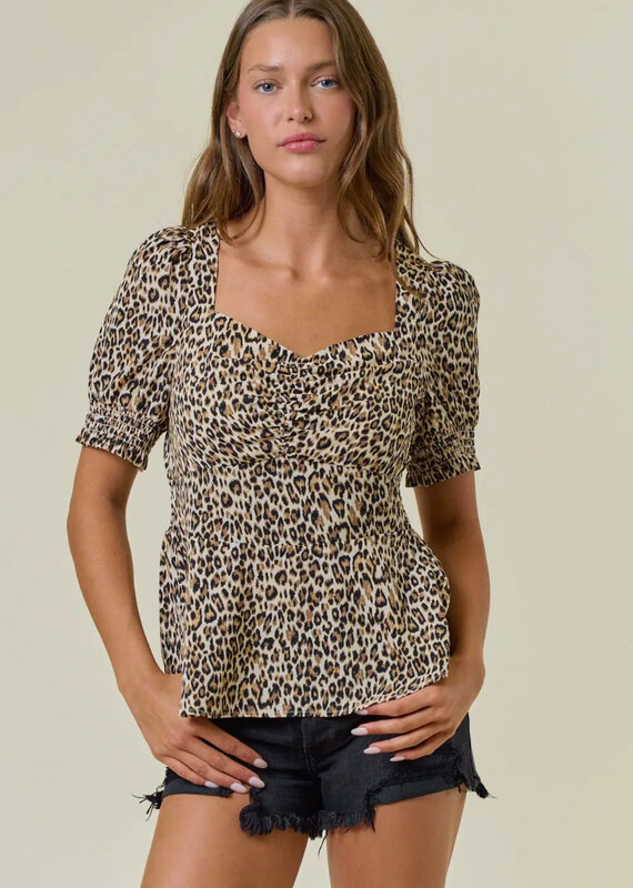 509 Broadway Animal Print Sweetheart Top