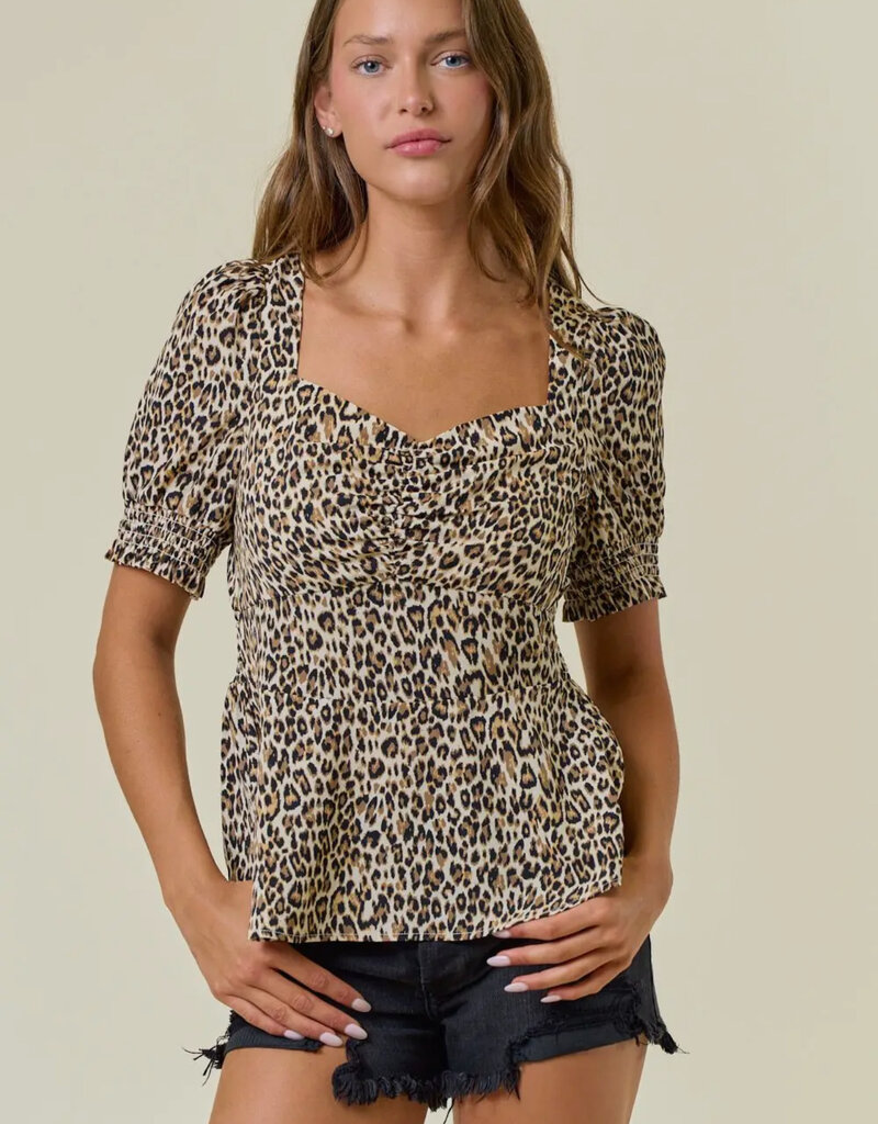 509 Broadway Animal Print Sweetheart Top