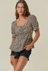 509 Broadway Animal Print Sweetheart Top
