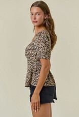 509 Broadway Animal Print Sweetheart Top