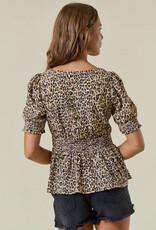 509 Broadway Animal Print Sweetheart Top