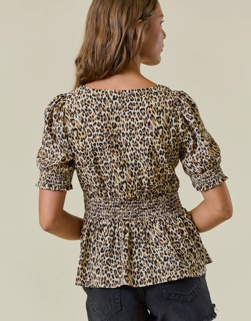509 Broadway Animal Print Sweetheart Top