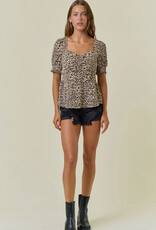 509 Broadway Animal Print Sweetheart Top