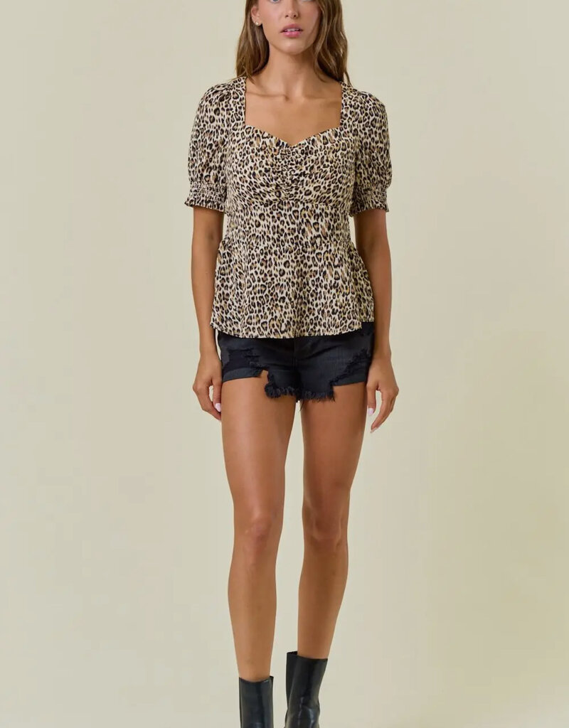 509 Broadway Animal Print Sweetheart Top