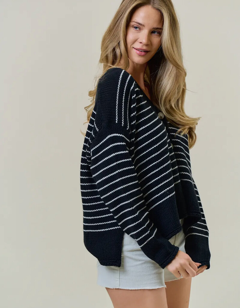 509 Broadway Striped Knit Cardigan
