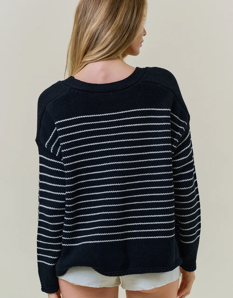 509 Broadway Striped Knit Cardigan