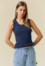 509 Broadway Scalloped Scoop Neck Tank
