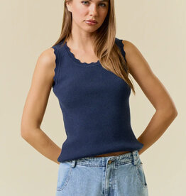 509 Broadway Scalloped Scoop Neck Tank