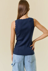 509 Broadway Scalloped Scoop Neck Tank