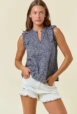 509 Broadway Floral Print Cotton Poplin Top