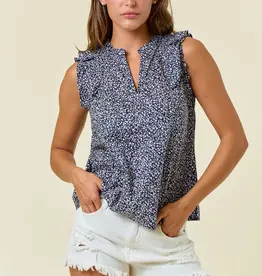 509 Broadway Floral Print Cotton Poplin Top