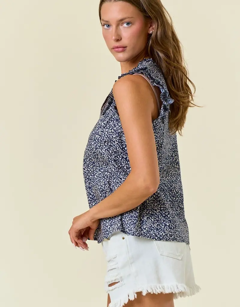 509 Broadway Floral Print Cotton Poplin Top