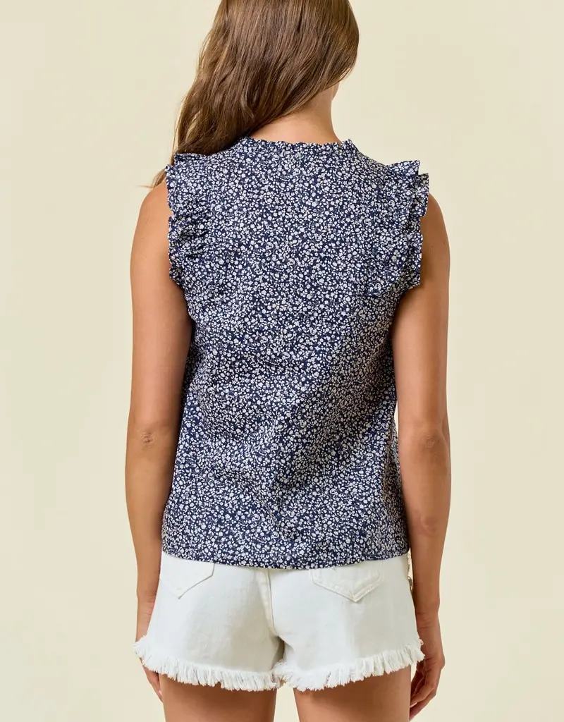 509 Broadway Floral Print Cotton Poplin Top