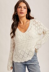 509 Broadway Open Crochet Oversized Crop Sweater