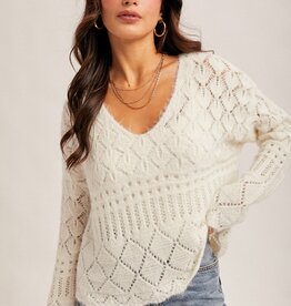 509 Broadway Open Crochet Oversized Crop Sweater