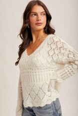 509 Broadway Open Crochet Oversized Crop Sweater
