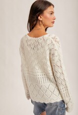 509 Broadway Open Crochet Oversized Crop Sweater