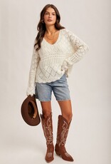 509 Broadway Open Crochet Oversized Crop Sweater