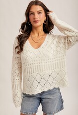 509 Broadway Open Crochet Oversized Crop Sweater