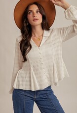 509 Broadway Flowy Button Down Knit Blouse