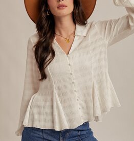 509 Broadway Flowy Button Down Knit Blouse
