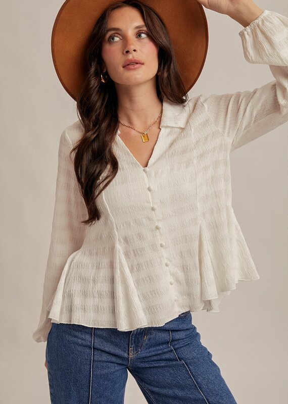 509 Broadway Flowy Button Down Knit Blouse