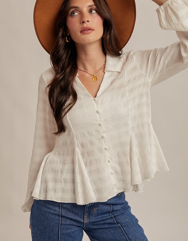 509 Broadway Flowy Button Down Knit Blouse