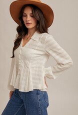 509 Broadway Flowy Button Down Knit Blouse