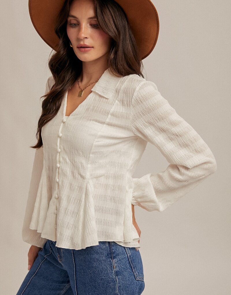 509 Broadway Flowy Button Down Knit Blouse