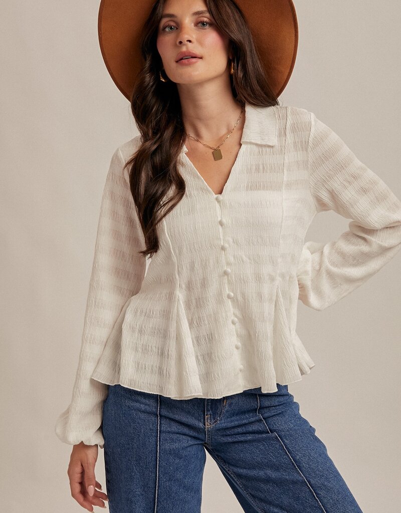 509 Broadway Flowy Button Down Knit Blouse