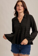 509 Broadway Flowy Button Down Knit Blouse