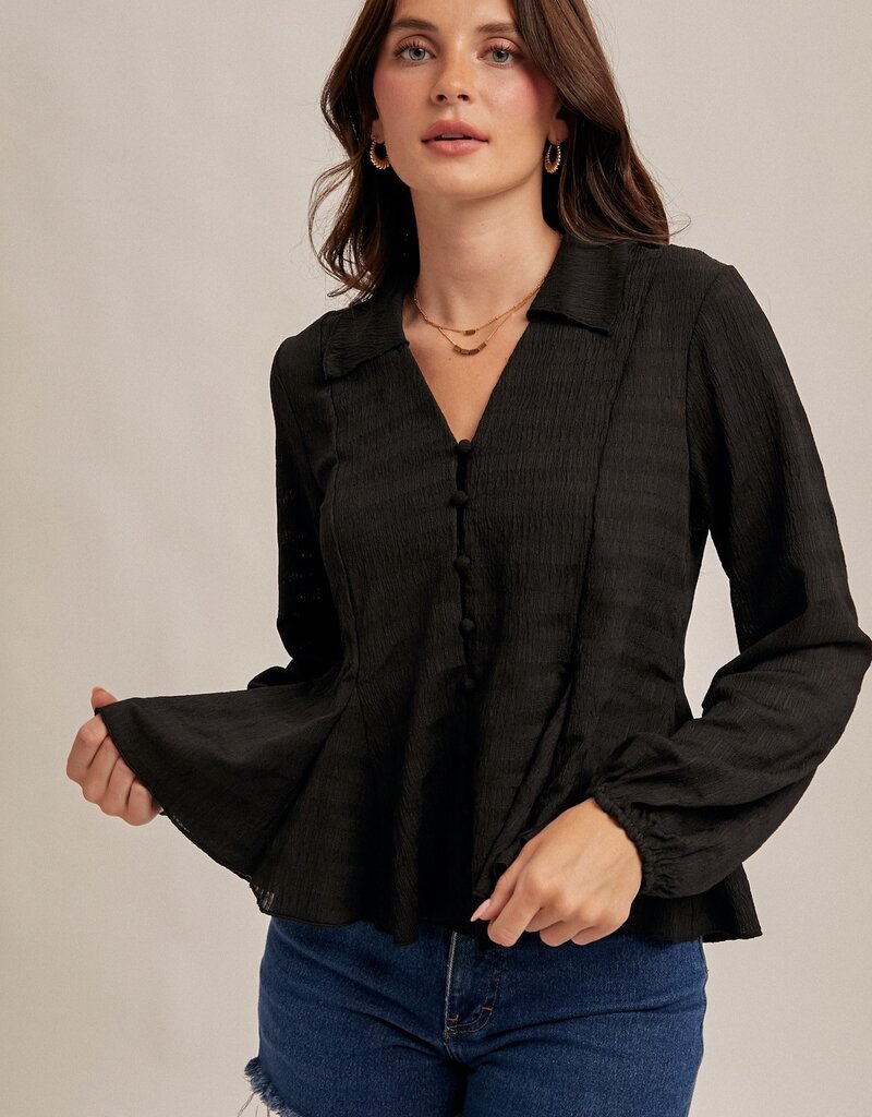 509 Broadway Flowy Button Down Knit Blouse