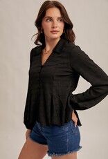 509 Broadway Flowy Button Down Knit Blouse