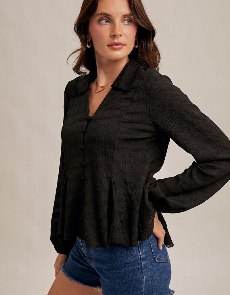 509 Broadway Flowy Button Down Knit Blouse