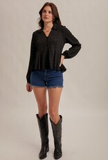 509 Broadway Flowy Button Down Knit Blouse