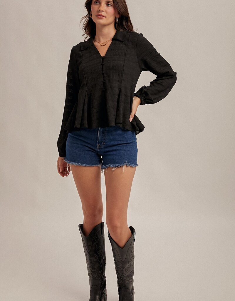 509 Broadway Flowy Button Down Knit Blouse