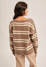 509 Broadway Notch Neck Stripe Sweater