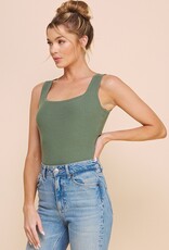 509 Broadway Square neck Ribbed Bodysuit