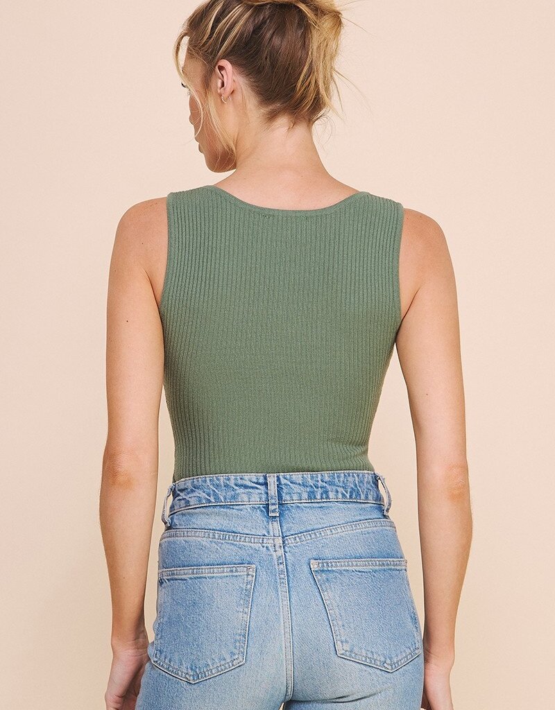509 Broadway Square neck Ribbed Bodysuit