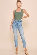 509 Broadway Square neck Ribbed Bodysuit