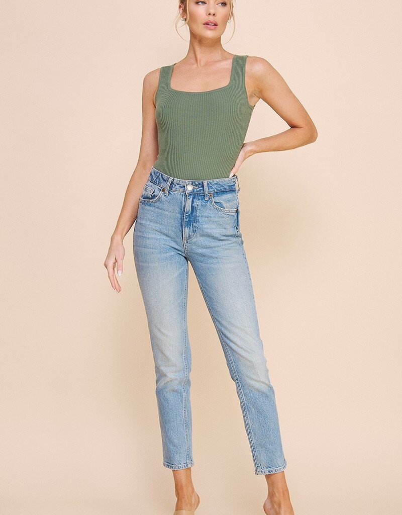 509 Broadway Square neck Ribbed Bodysuit