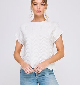 509 Broadway Scallop Pattern Relaxed Knit Top