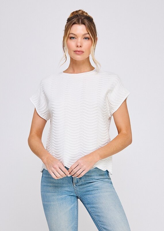 509 Broadway Scallop Pattern Relaxed Knit Top