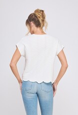 509 Broadway Scallop Pattern Relaxed Knit Top