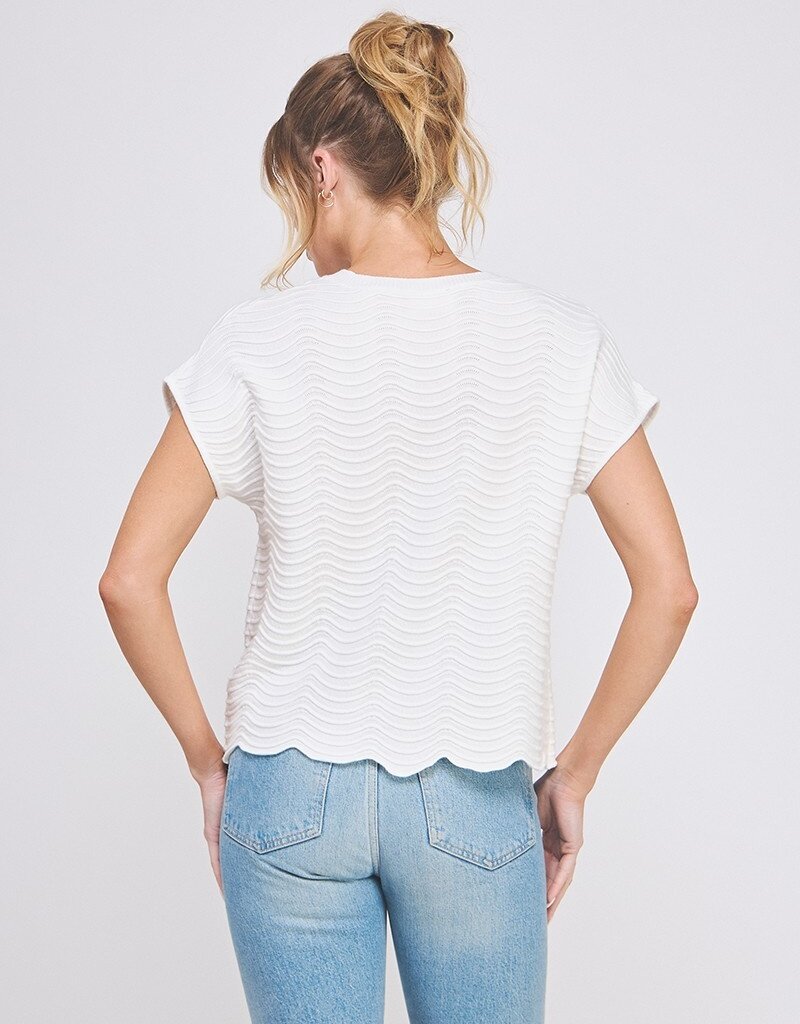 509 Broadway Scallop Pattern Relaxed Knit Top